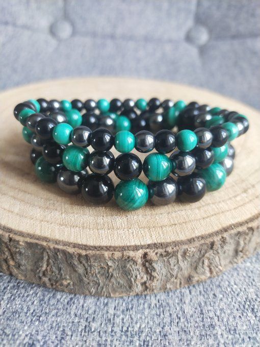 Bracelet Hematite / malachite / tourmaline