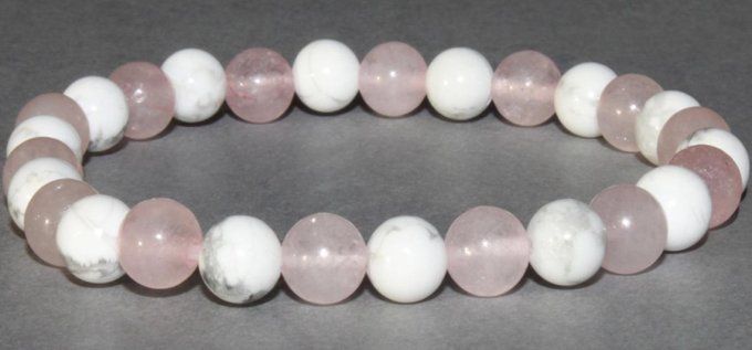 Bracelet Howlite / quartz rose