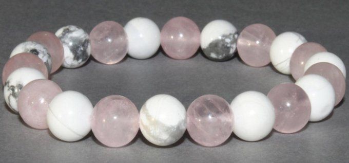 Bracelet Howlite / quartz rose