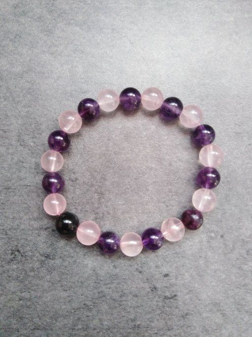 Bracelet Améthyste / quartz rose