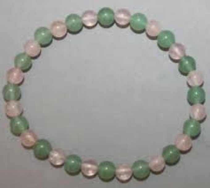 Bracelet Aventurine verte / quartz rose (Taille enfant)