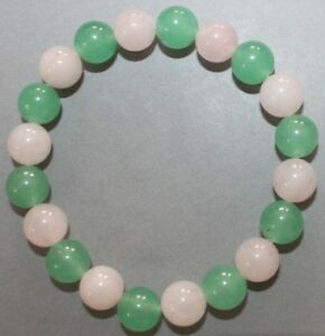 Bracelet Aventurine verte / quartz rose