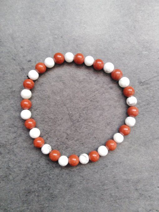 Bracelet howlite / jaspe rouge