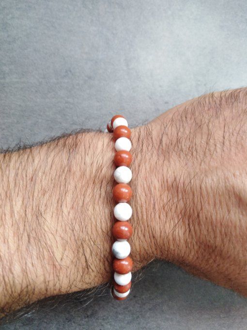 Bracelet howlite / jaspe rouge