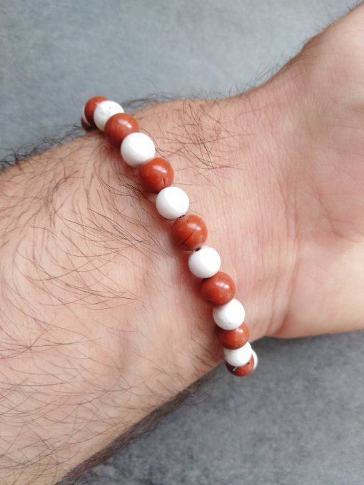 Bracelet howlite / jaspe rouge