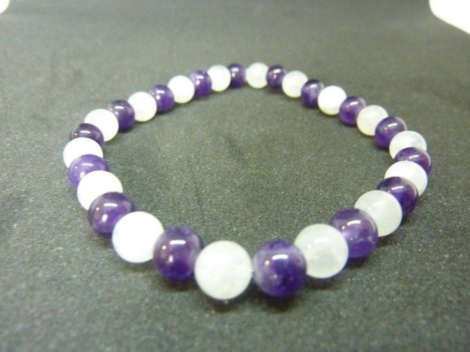 Bracelet Améthyste / pierre de lune (Taille enfant)