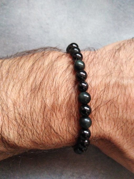 Bracelet Obsidienne Oeil Celeste / Spinelle noir