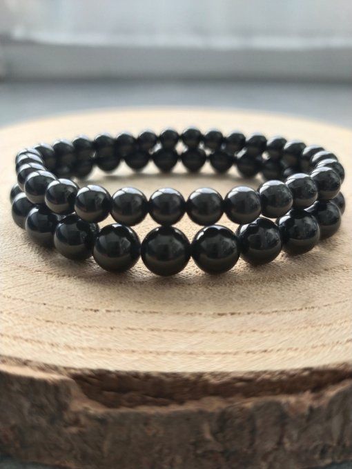 Bracelet Obsidienne Oeil Celeste / Spinelle noir