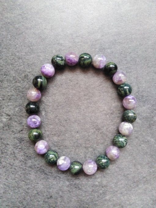 Bracelet Charoite / jaspe kambaba