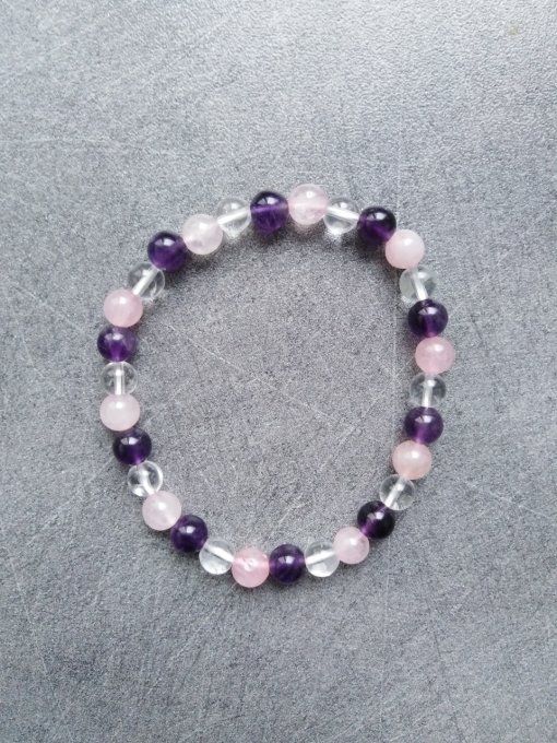 Bracelet Améthyste / quartz / quartz rose