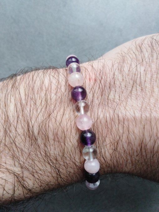 Bracelet Améthyste / quartz / quartz rose