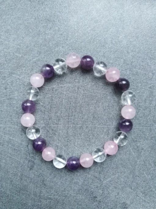 Bracelet Améthyste / quartz / quartz rose