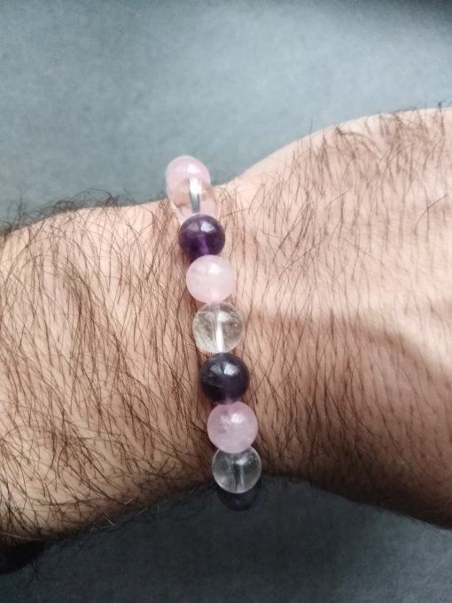 Bracelet Améthyste / quartz / quartz rose