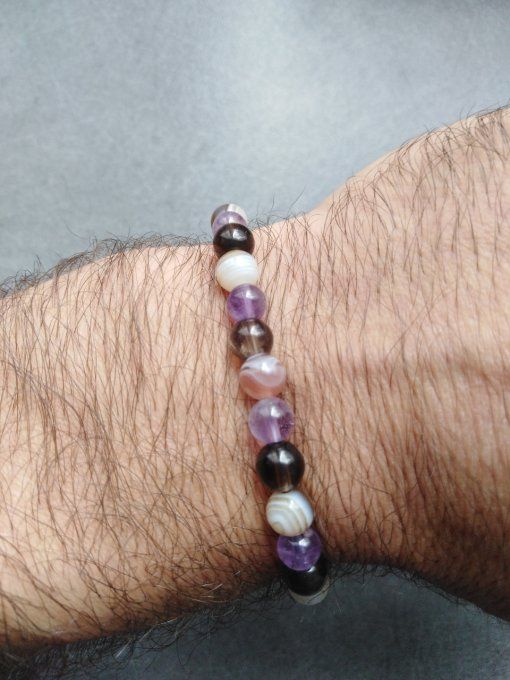 Bracelet Amethyste / botswana / quartz fumée