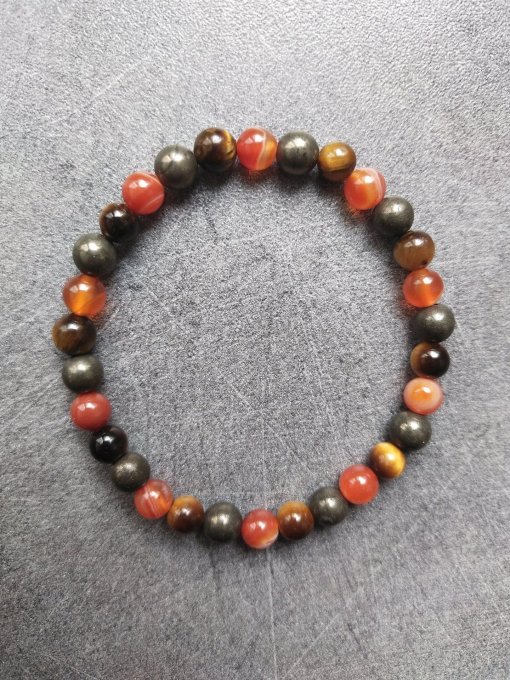 Bracelet Cornaline / Pyrite / Oeil de tigre 