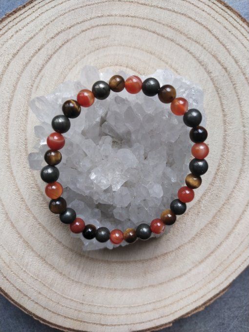 Bracelet Cornaline / Pyrite / Oeil de tigre 
