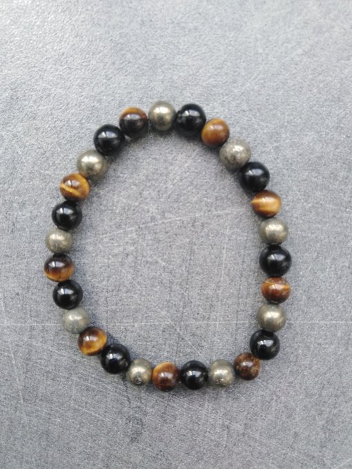 Bracelet Oeil de tigre / Pyrite / Tourmaline