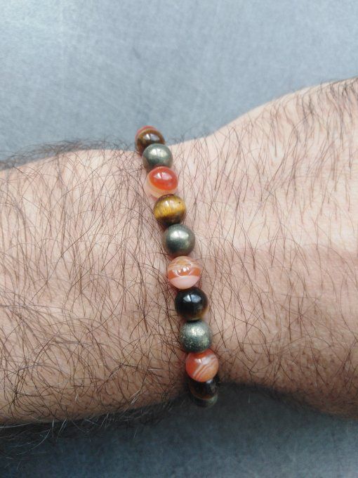 Bracelet Cornaline / Pyrite / Oeil de tigre 