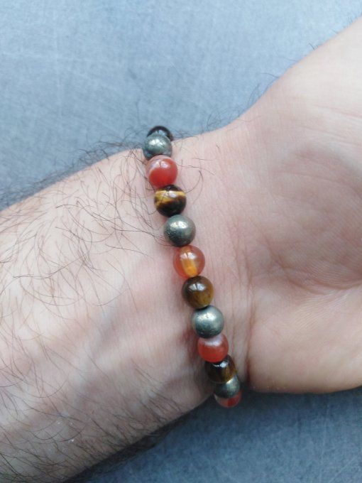 Bracelet Cornaline / Pyrite / Oeil de tigre 