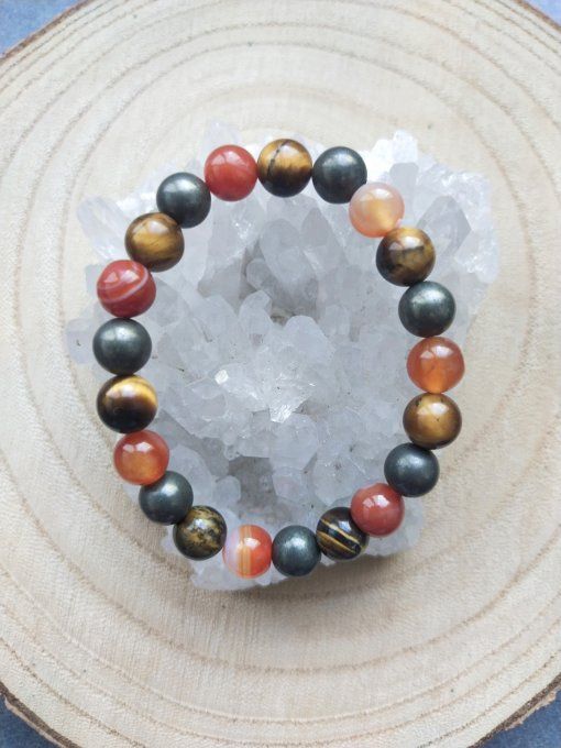 Bracelet Cornaline / Pyrite / Oeil de tigre 