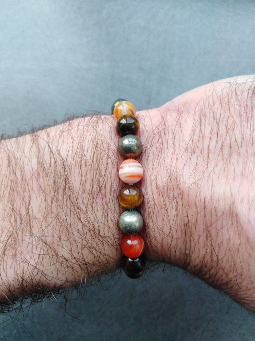 Bracelet Cornaline / Pyrite / Oeil de tigre 