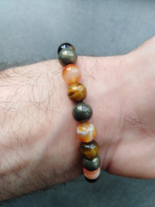 Bracelet Cornaline / Pyrite / Oeil de tigre 