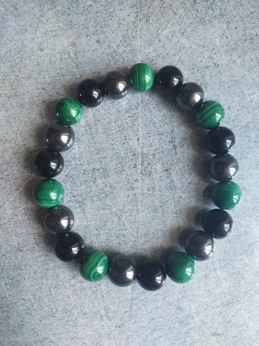Bracelet Hematite / malachite / tourmaline