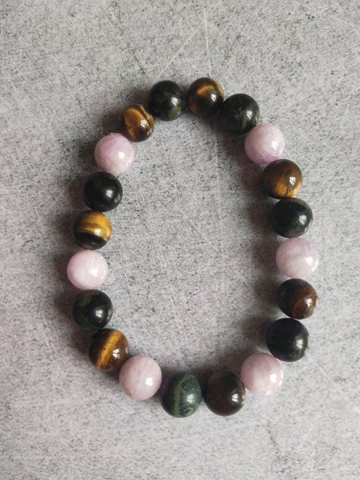 Bracelet Jaspe Kambaba / Kunzite / Oeil de tigre