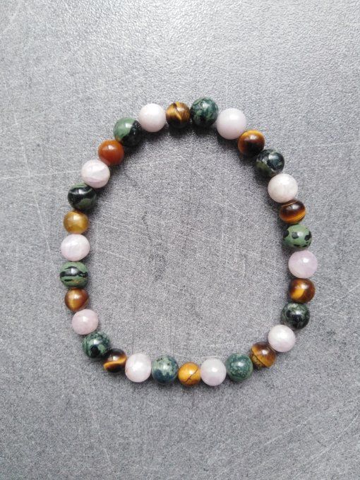 Bracelet Jaspe Kambaba / Kunzite / Oeil de tigre
