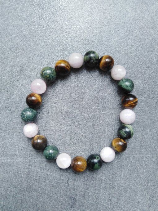 Bracelet Jaspe Kambaba / Kunzite / Oeil de tigre