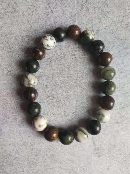 Bracelet Agate arbre / Bronzite / Jaspe kambaba