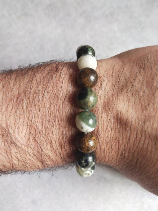 Bracelet Agate arbre / Bronzite / Jaspe kambaba