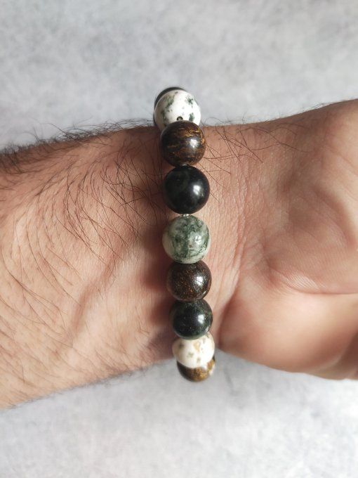Bracelet Agate arbre / Bronzite / Jaspe kambaba