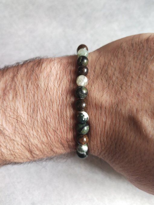 Bracelet Agate arbre / Bronzite / Jaspe kambaba
