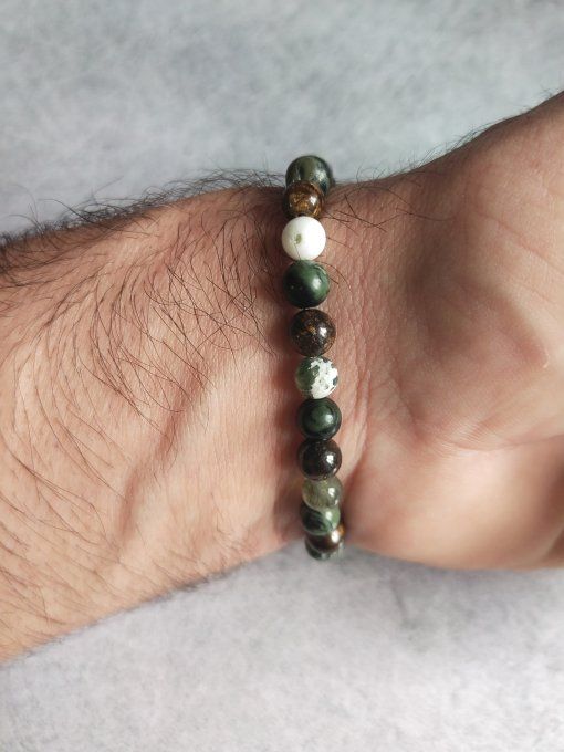 Bracelet Agate arbre / Bronzite / Jaspe kambaba