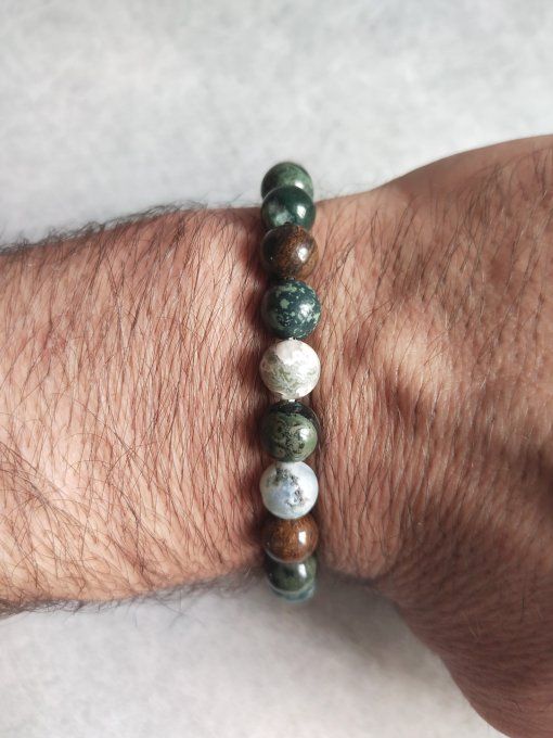 Bracelet Agate arbre / Bronzite / Jaspe kambaba
