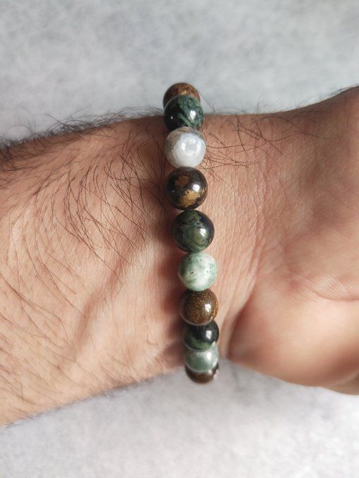 Bracelet Agate arbre / Bronzite / Jaspe kambaba