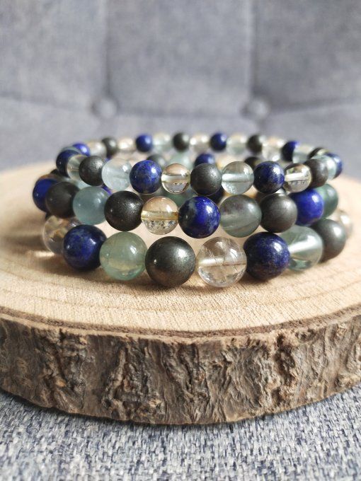 Bracelet Citrine / Fluorine / Lapis lazuli / Pyrite