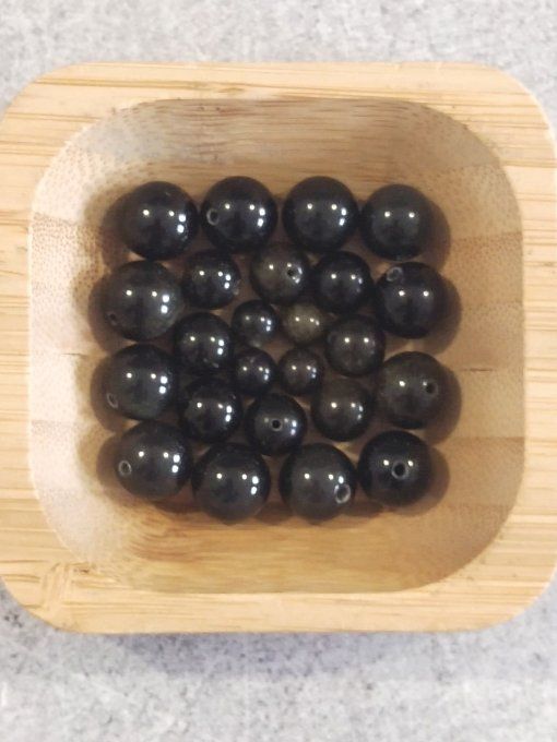 Perle Obsidienne dorée à l'unité