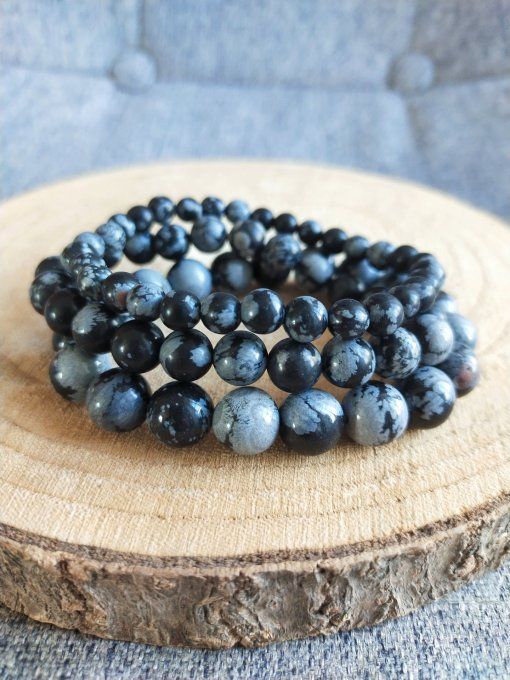 Bracelet Obsidienne flocon de neige