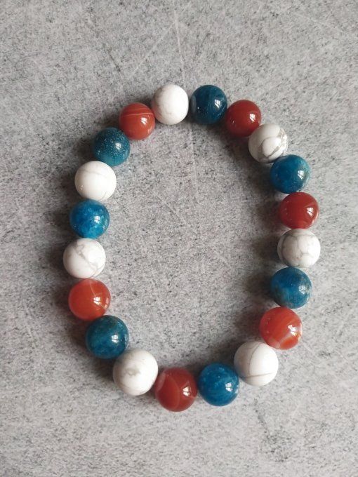 Bracelet Apatite bleu / Cornaline / Howlite