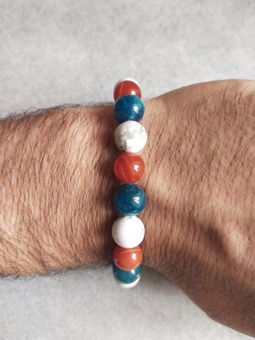 Bracelet Apatite bleu / Cornaline / Howlite