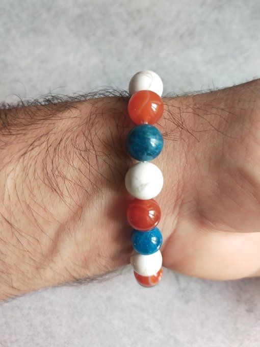 Bracelet Apatite bleu / Cornaline / Howlite