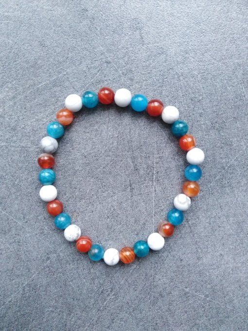 Bracelet Apatite bleu / Cornaline / Howlite