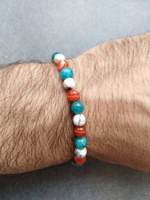 Bracelet Apatite bleu / Cornaline / Howlite