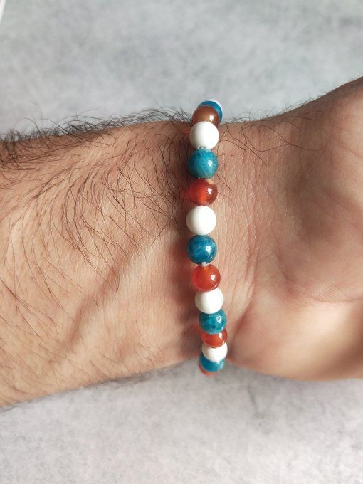 Bracelet Apatite bleu / Cornaline / Howlite