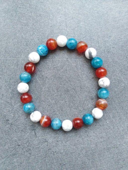 Bracelet Apatite bleu / Cornaline / Howlite