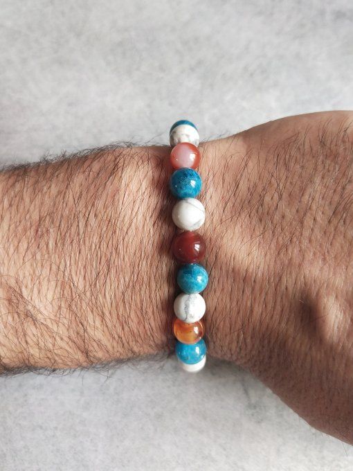 Bracelet Apatite bleu / Cornaline / Howlite