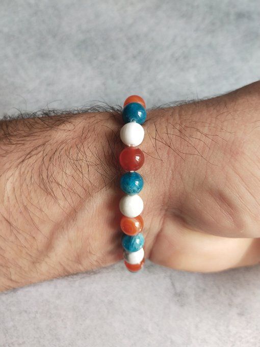 Bracelet Apatite bleu / Cornaline / Howlite