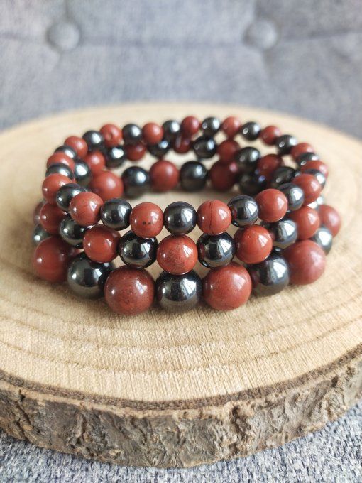 Bracelet Hématite / jaspe rouge